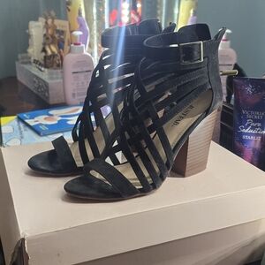 JustFab Black Strappy Block Heels
